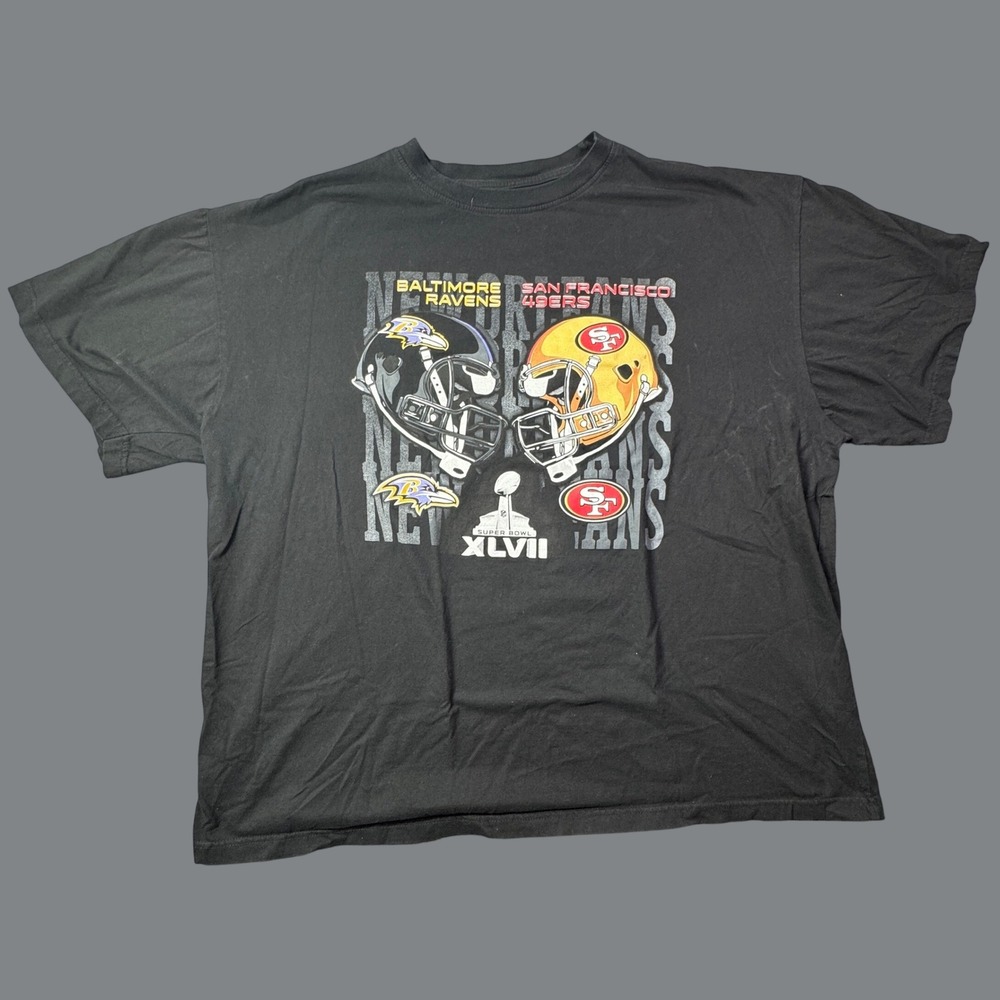 Super Bowl XLVII NFL Team Apparel Ravens 49ers T Shirt Mens 3X Big Black